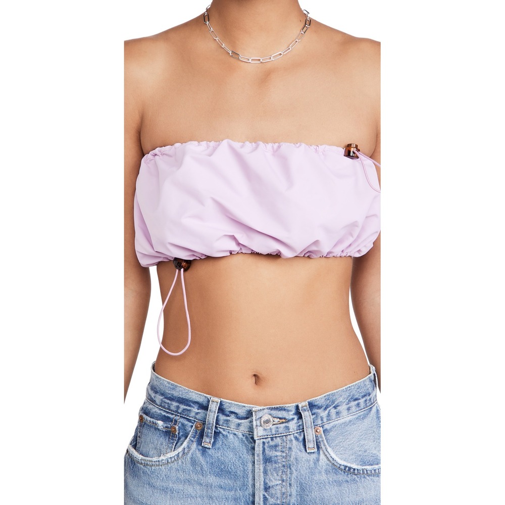 STAUD Gigi Drawstring Bandeau Tube Top Lavender Purple S EUC Flaw